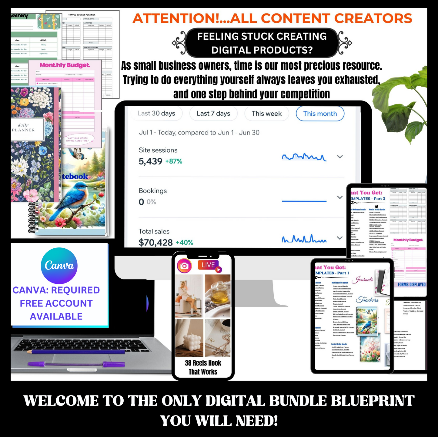 700 Plus PLR DONE FOR YOU CANVA TEMPLATES BUNDLE READY TO USE AS IS MODIFY AND RESELL