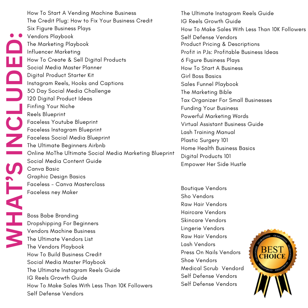 Business In A Box Bundle Ultimate Mega Vendor's Lists Done For You MMR