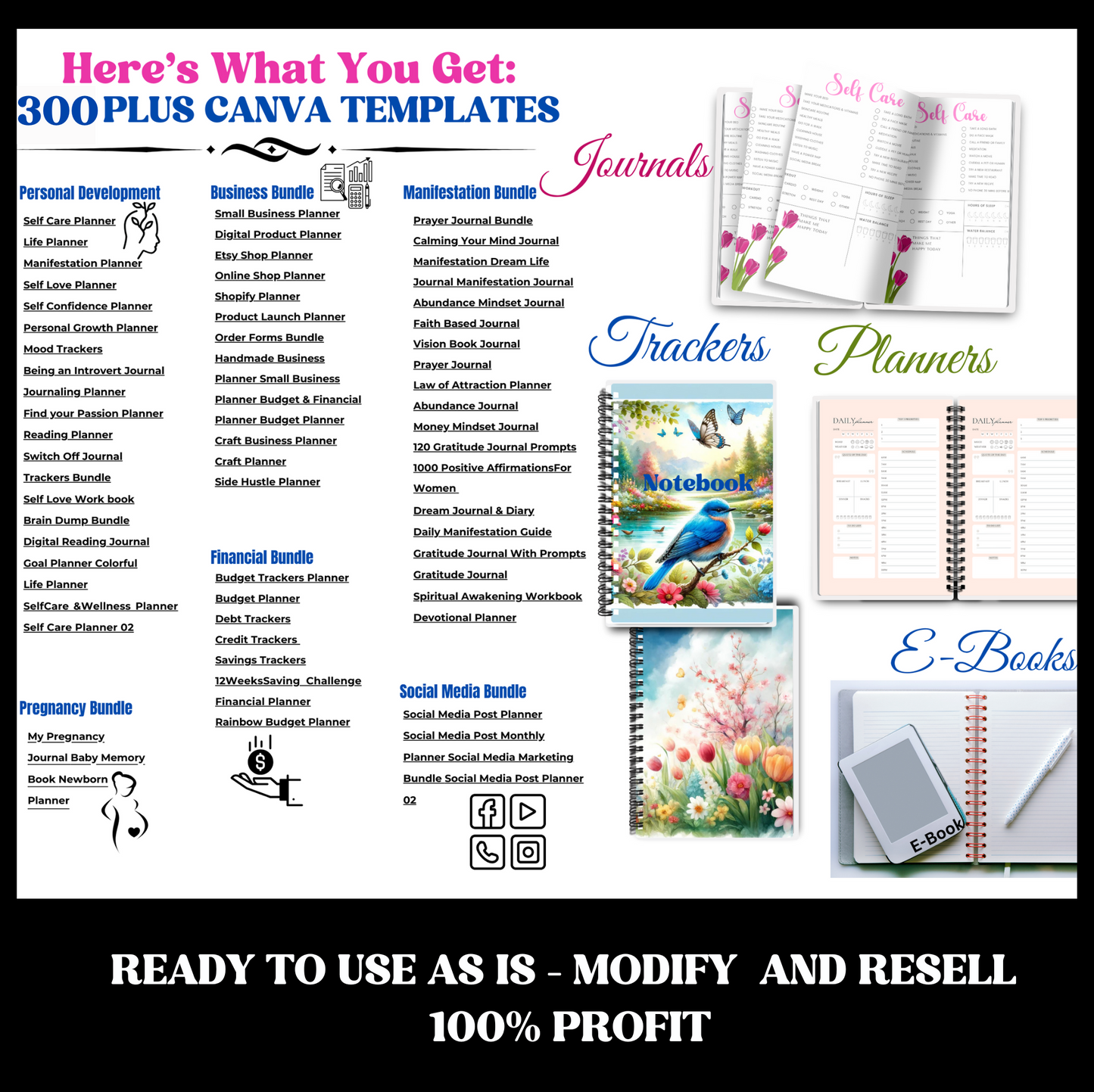 700 Plus PLR DONE FOR YOU CANVA TEMPLATES BUNDLE READY TO USE AS IS MODIFY AND RESELL